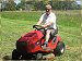 Ian on the ride on mower