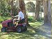 Ian on the ride on mower